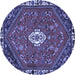 Round Machine Washable Persian Blue Traditional Rug, wshtr915blu
