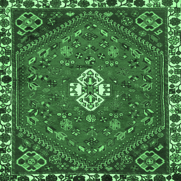 Square Persian Emerald Green Traditional Rug, tr915emgrn