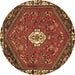 Round Machine Washable Persian Brown Traditional Rug, wshtr915brn