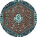 Round Machine Washable Persian Light Blue Traditional Rug, wshtr915lblu