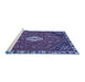 Sideview of Machine Washable Persian Blue Traditional Rug, wshtr915blu