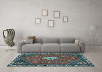 Machine Washable Persian Light Blue Traditional Rug, wshtr915lblu