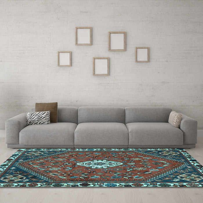 Machine Washable Persian Light Blue Traditional Rug in a Living Room, wshtr915lblu