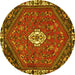 Round Persian Yellow Traditional Rug, tr915yw
