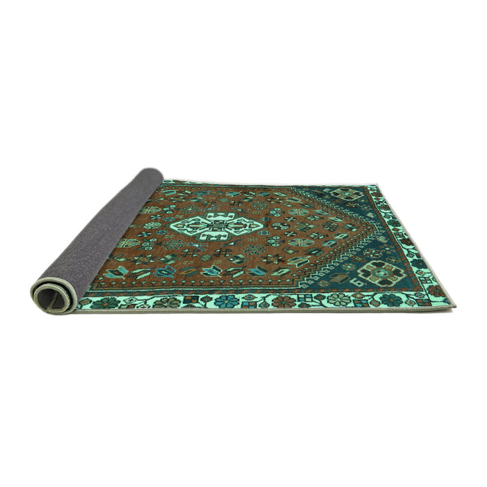 Sideview of Persian Turquoise Traditional Rug, tr915turq
