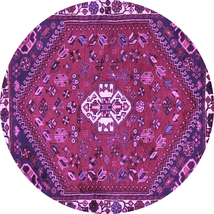 Round Machine Washable Persian Purple Traditional Area Rugs, wshtr915pur