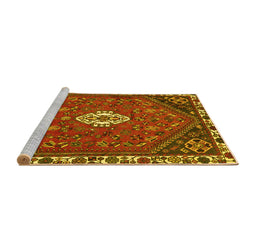 Sideview of Machine Washable Persian Yellow Traditional Rug, wshtr915yw