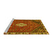 Sideview of Machine Washable Persian Yellow Traditional Rug, wshtr915yw