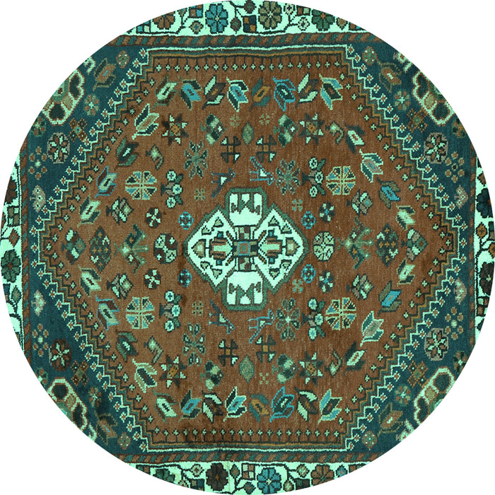 Round Persian Turquoise Traditional Rug, tr915turq