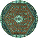 Round Persian Turquoise Traditional Rug, tr915turq