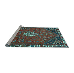 Sideview of Machine Washable Persian Light Blue Traditional Rug, wshtr915lblu