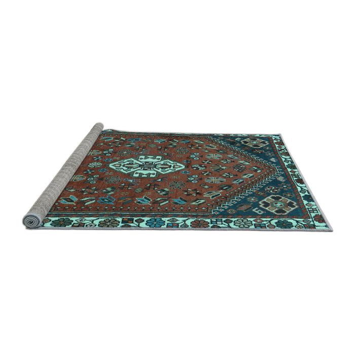 Sideview of Machine Washable Persian Light Blue Traditional Rug, wshtr915lblu