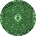 Round Persian Emerald Green Traditional Rug, tr915emgrn