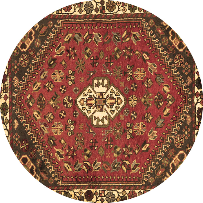 Round Persian Brown Traditional Rug, tr915brn
