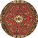Round Persian Brown Traditional Rug, tr915brn