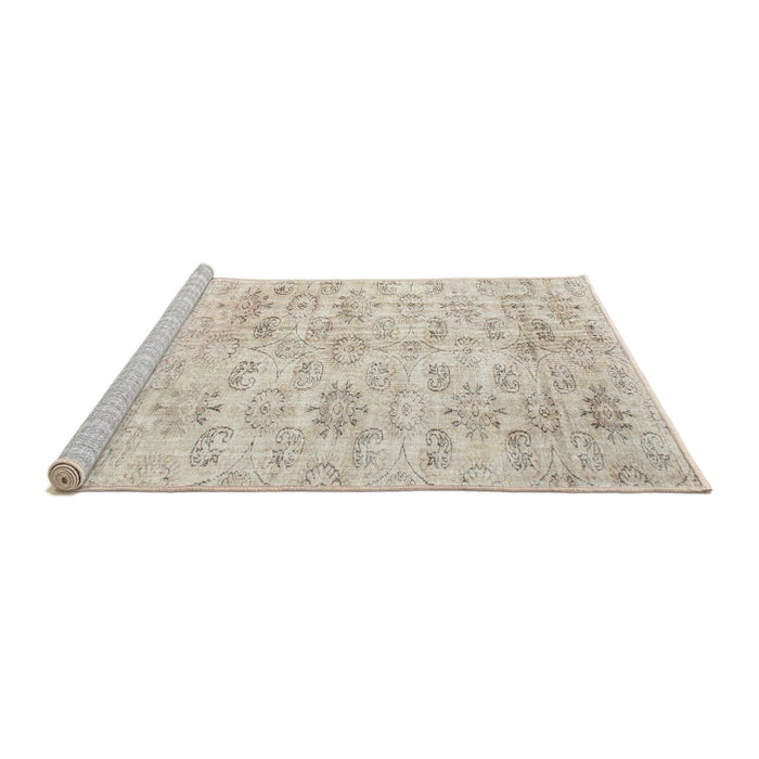 Sideview of Machine Washable Traditional Tan Brown Rug, wshtr916