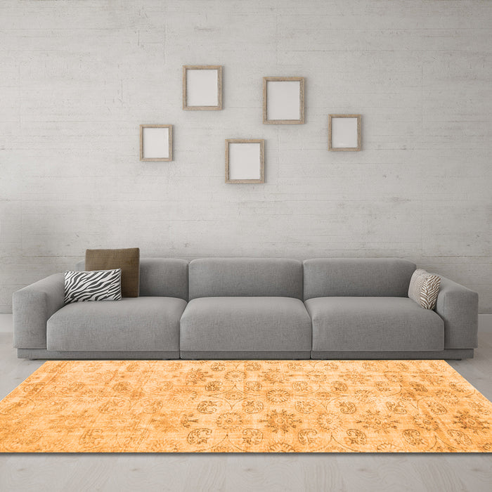Machine Washable Persian Orange Traditional Area Rugs in a Living Room, wshtr916org