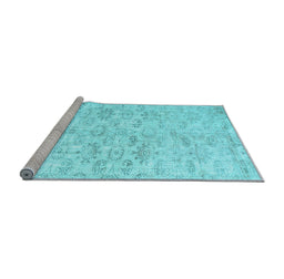 Sideview of Machine Washable Persian Light Blue Traditional Rug, wshtr916lblu