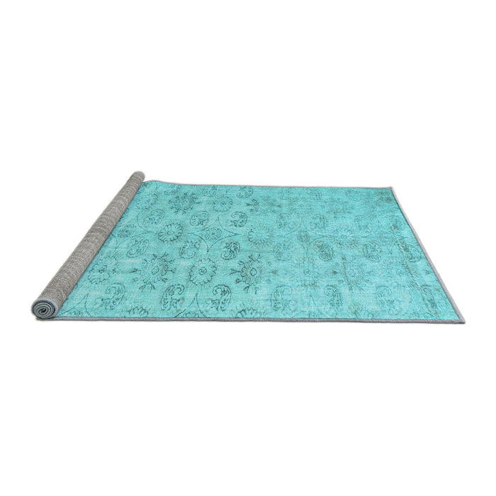 Sideview of Machine Washable Persian Light Blue Traditional Rug, wshtr916lblu