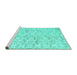 Sideview of Machine Washable Persian Turquoise Traditional Area Rugs, wshtr916turq