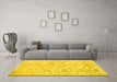 Machine Washable Persian Yellow Traditional Rug in a Living Room, wshtr916yw