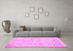 Machine Washable Persian Pink Traditional Rug in a Living Room, wshtr916pnk