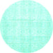 Round Persian Turquoise Traditional Rug, tr917turq