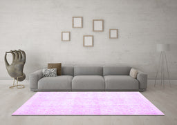 Machine Washable Persian Purple Traditional Area Rugs in a Living Room, wshtr917pur