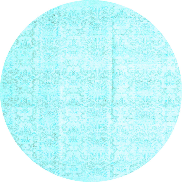 Round Machine Washable Persian Light Blue Traditional Rug, wshtr917lblu