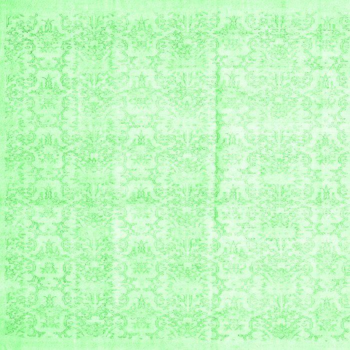 Square Machine Washable Persian Emerald Green Traditional Area Rugs, wshtr917emgrn