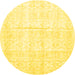 Round Machine Washable Persian Yellow Traditional Rug, wshtr917yw