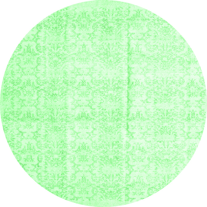 Round Machine Washable Persian Emerald Green Traditional Area Rugs, wshtr917emgrn