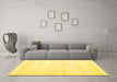 Machine Washable Persian Yellow Traditional Rug in a Living Room, wshtr917yw