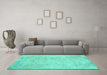Machine Washable Persian Turquoise Traditional Area Rugs in a Living Room,, wshtr918turq