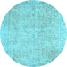 Round Persian Light Blue Traditional Rug, tr918lblu