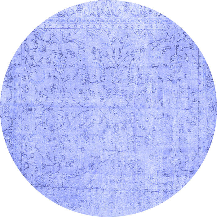Round Machine Washable Persian Blue Traditional Rug, wshtr918blu