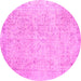 Round Machine Washable Persian Pink Traditional Rug, wshtr918pnk