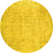 Round Machine Washable Persian Yellow Traditional Rug, wshtr918yw