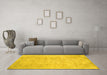 Machine Washable Persian Yellow Traditional Rug in a Living Room, wshtr918yw