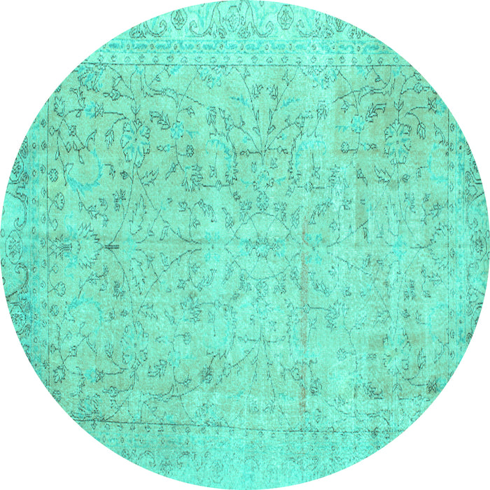 Round Persian Turquoise Traditional Rug, tr918turq