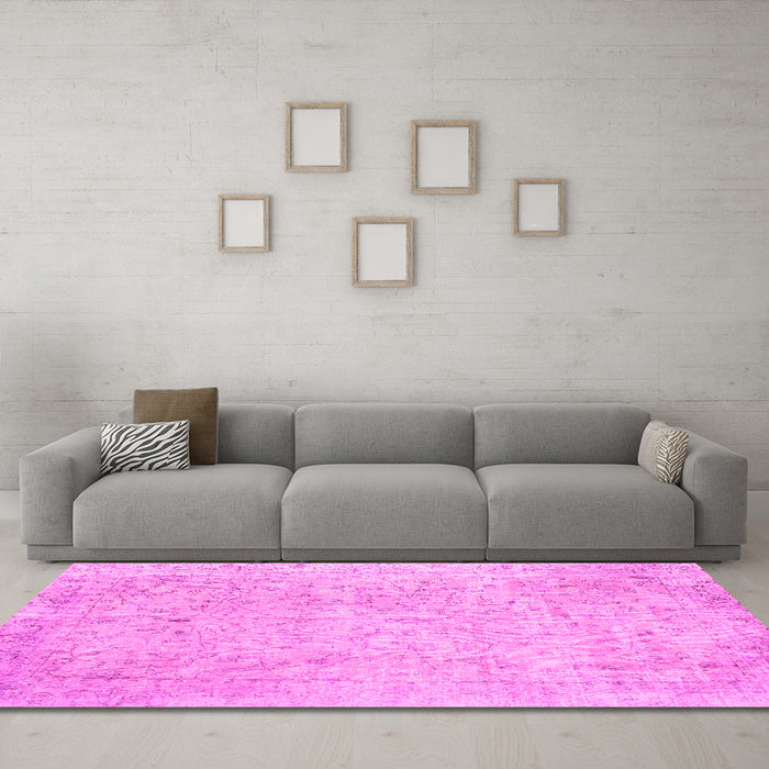 Machine Washable Persian Pink Traditional Rug in a Living Room, wshtr918pnk