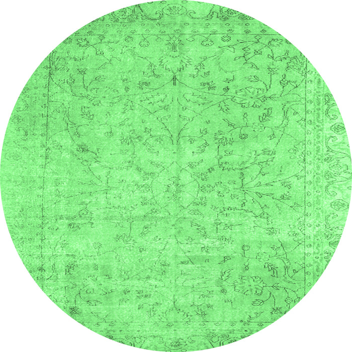 Round Machine Washable Persian Emerald Green Traditional Area Rugs, wshtr918emgrn