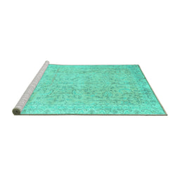 Sideview of Machine Washable Persian Turquoise Traditional Area Rugs, wshtr918turq