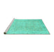 Sideview of Machine Washable Persian Turquoise Traditional Area Rugs, wshtr918turq