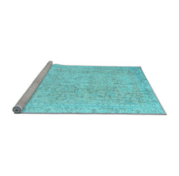 Sideview of Machine Washable Persian Light Blue Traditional Rug, wshtr918lblu