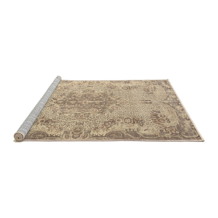 Sideview of Machine Washable Traditional Orange Salmon Pink Rug, wshtr919