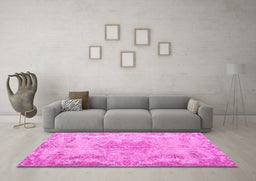 Machine Washable Persian Pink Traditional Rug in a Living Room, wshtr919pnk