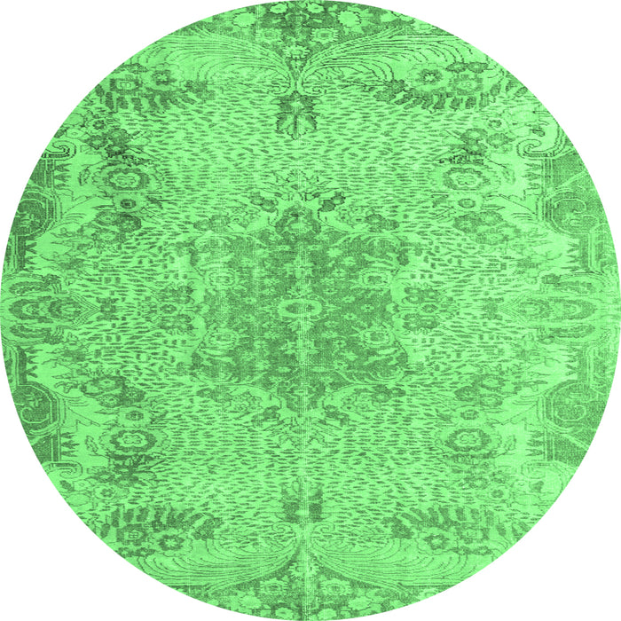 Round Persian Emerald Green Traditional Rug, tr919emgrn