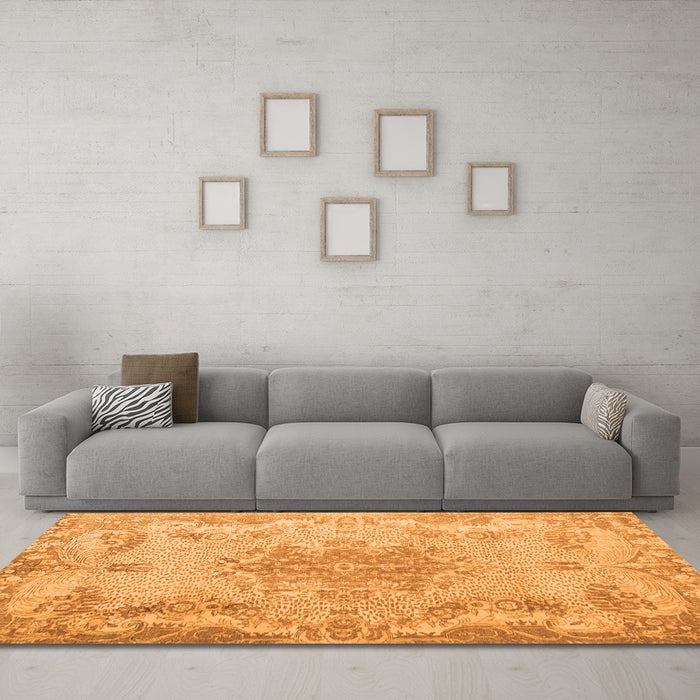 Machine Washable Persian Orange Traditional Area Rugs in a Living Room, wshtr919org