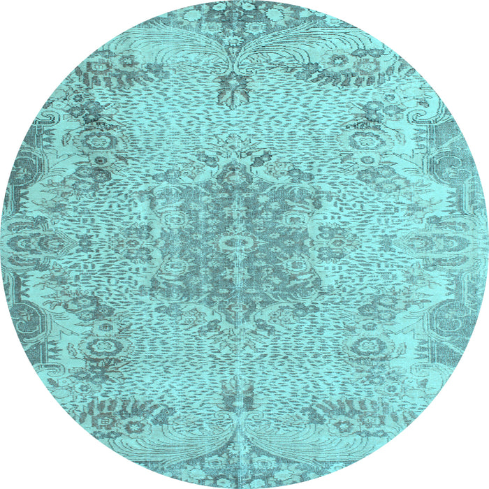 Round Machine Washable Persian Light Blue Traditional Rug, wshtr919lblu